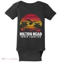 Hilton Head South Carolina Retro Sunset Style Beach Island Baby Bodysuit thumb 0