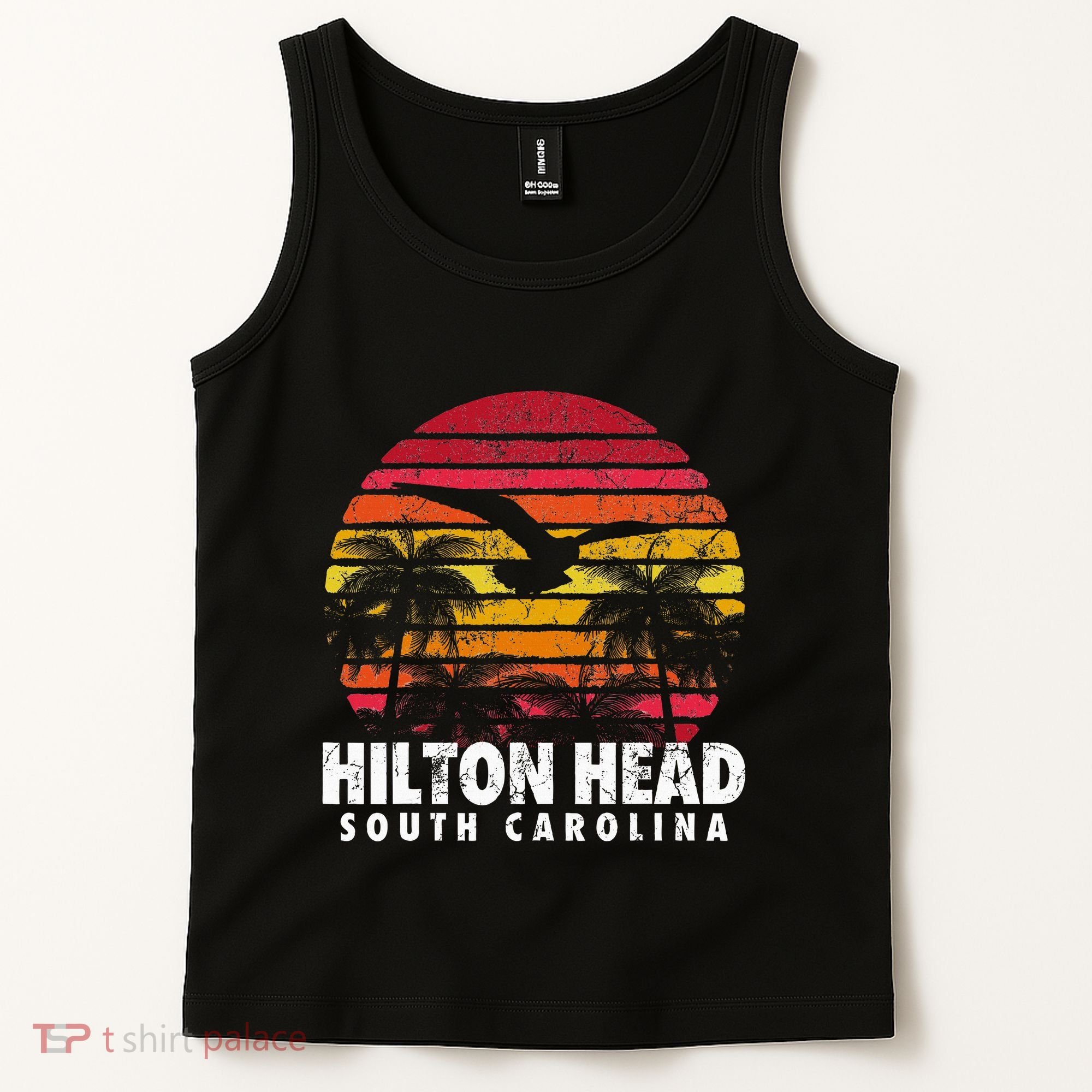 Hilton Head South Carolina Retro Sunset Style Beach Island Tank Top