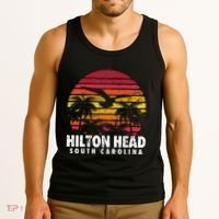 Hilton Head South Carolina Retro Sunset Style Beach Island Tank Top thumb 3