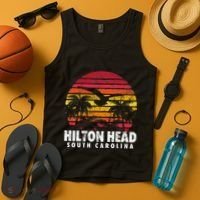 Hilton Head South Carolina Retro Sunset Style Beach Island Tank Top thumb 4