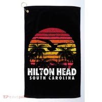 Hilton Head South Carolina Retro Sunset Style Beach Island Golf Towel thumb 0