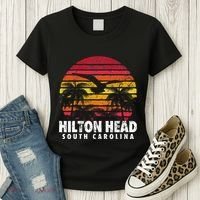 Hilton Head South Carolina Retro Sunset Style Beach Island Women's T-Shirt thumb 3