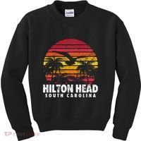 Hilton Head South Carolina Retro Sunset Style Beach Island Kids Sweatshirt thumb 0