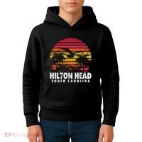 Hilton Head South Carolina Retro Sunset Style Beach Island Kids Hoodie thumb 4