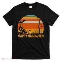 Happy Halloween Spooky Bats Vintage Sunset T-Shirt thumb 0