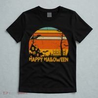 Happy Halloween Spooky Bats Vintage Sunset T-Shirt thumb 5
