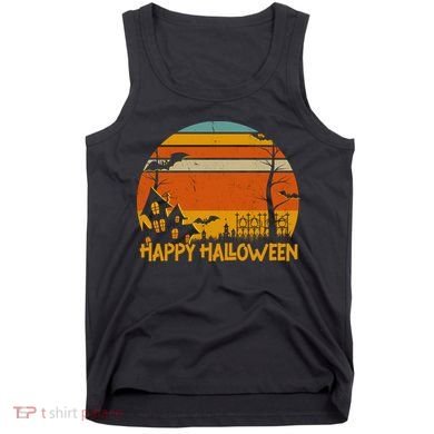 Happy Halloween Spooky Bats Vintage Sunset Tank Top
