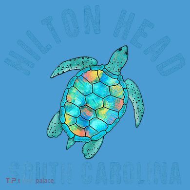 Hilton Head SC Beach Design Sea Turtle Illustration Gift Tie Dye Hoodie