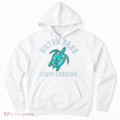 Hilton Head SC Beach Design Sea Turtle Illustration Gift Hoodie