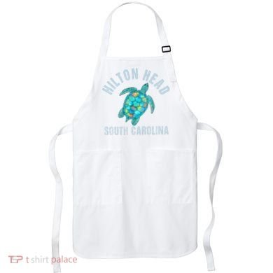 Hilton Head SC Beach Design Sea Turtle Illustration Gift Apron