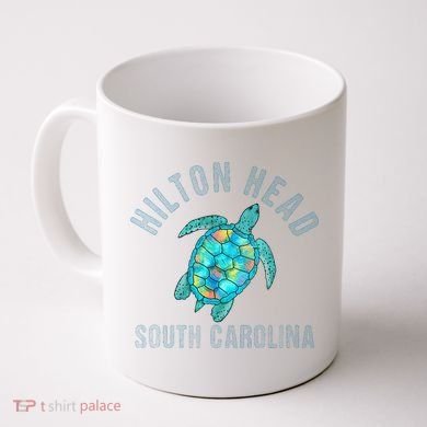 Hilton Head SC Beach Design Sea Turtle Illustration Gift Coffee Mug