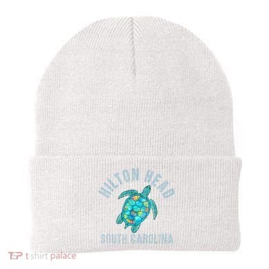 Hilton Head SC Beach Design Sea Turtle Illustration Gift Beanie