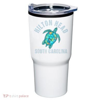 Hilton Head SC Beach Design Sea Turtle Illustration Gift Tumbler