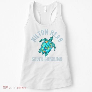 Hilton Head SC Beach Design Sea Turtle Illustration Gift Women's Tank Top