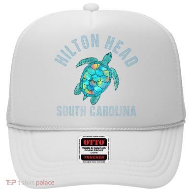 Hilton Head SC Beach Design Sea Turtle Illustration Gift Hat