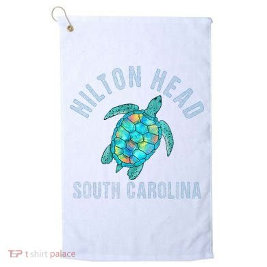 Hilton Head SC Beach Design Sea Turtle Illustration Gift Golf Towel