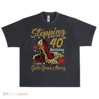High Heels Stepping Into My 40th Birthday 40 And Fabulous Urban Oversized Heavyweight T-Shirt thumb 0