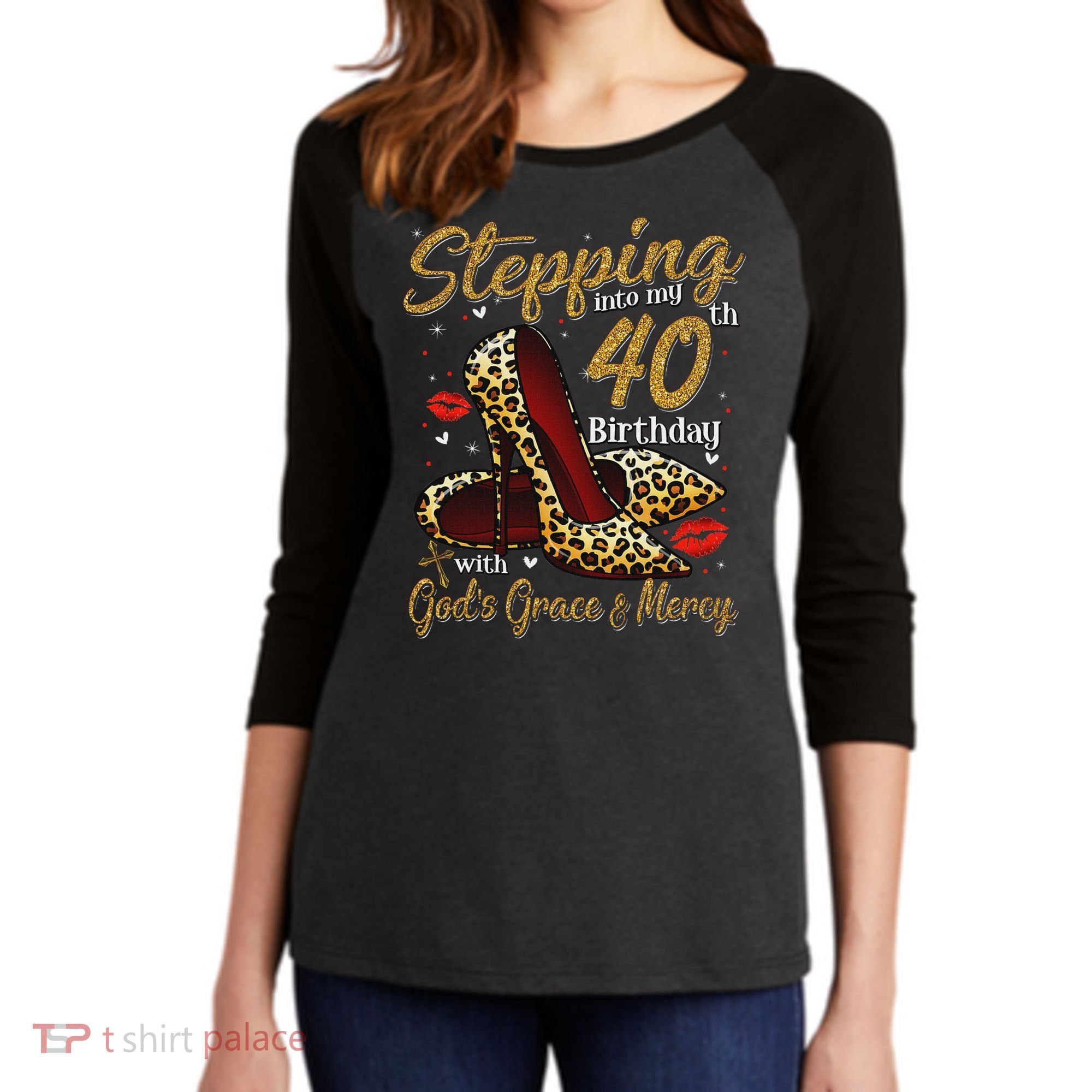 High Heels Stepping Into My 40th Birthday 40 And Fabulous Women's Tri-Blend 3/4-Sleeve Raglan Shirt
