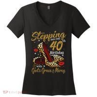 High Heels Stepping Into My 40th Birthday 40 And Fabulous Women's V-Neck T-Shirt thumb 0