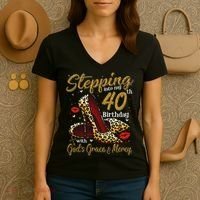 High Heels Stepping Into My 40th Birthday 40 And Fabulous Women's V-Neck T-Shirt thumb 3