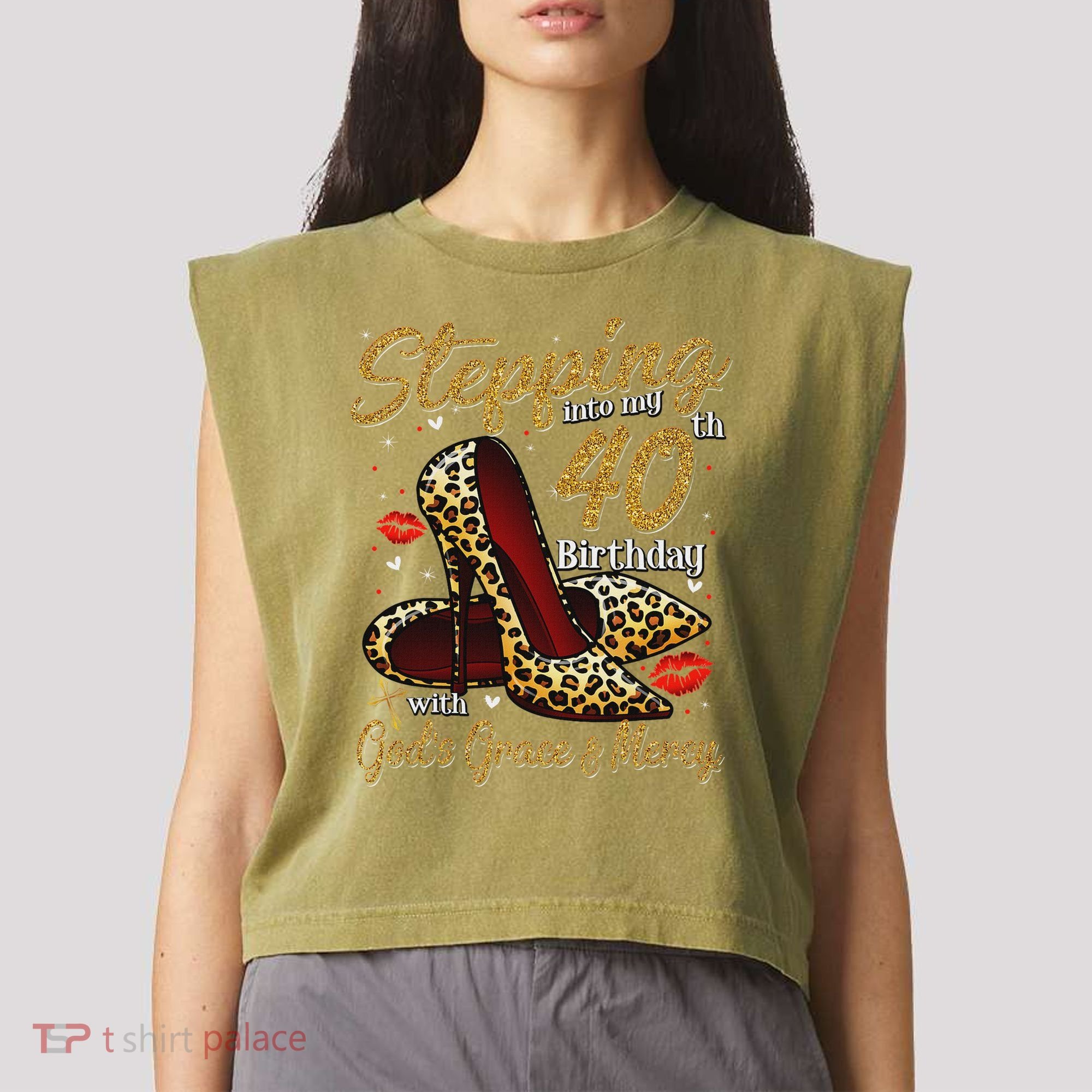 High Heels Stepping Into My 40th Birthday 40 And Fabulous Garment-Dyed Women's Muscle Tee