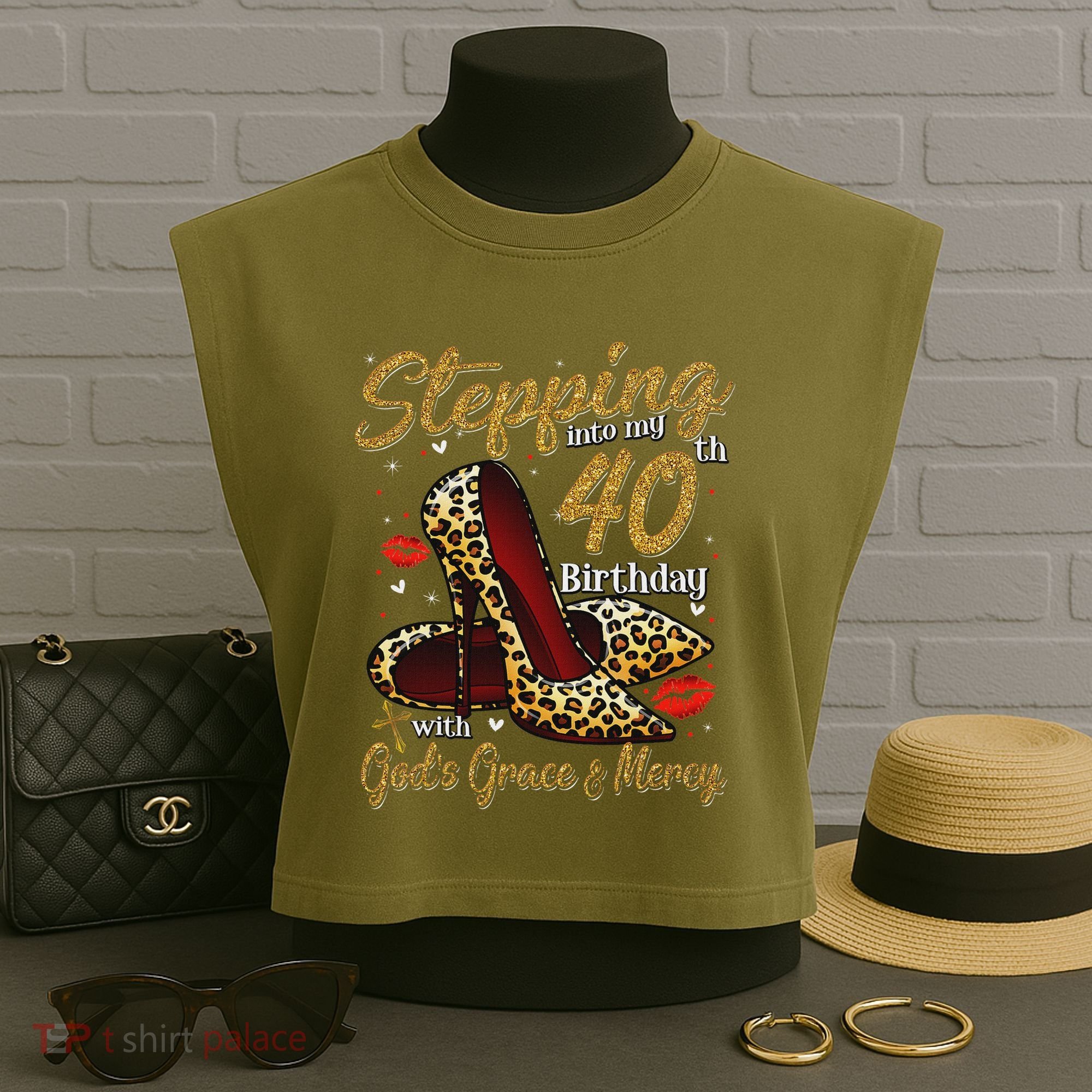 High Heels Stepping Into My 40th Birthday 40 And Fabulous Garment-Dyed Women's Muscle Tee