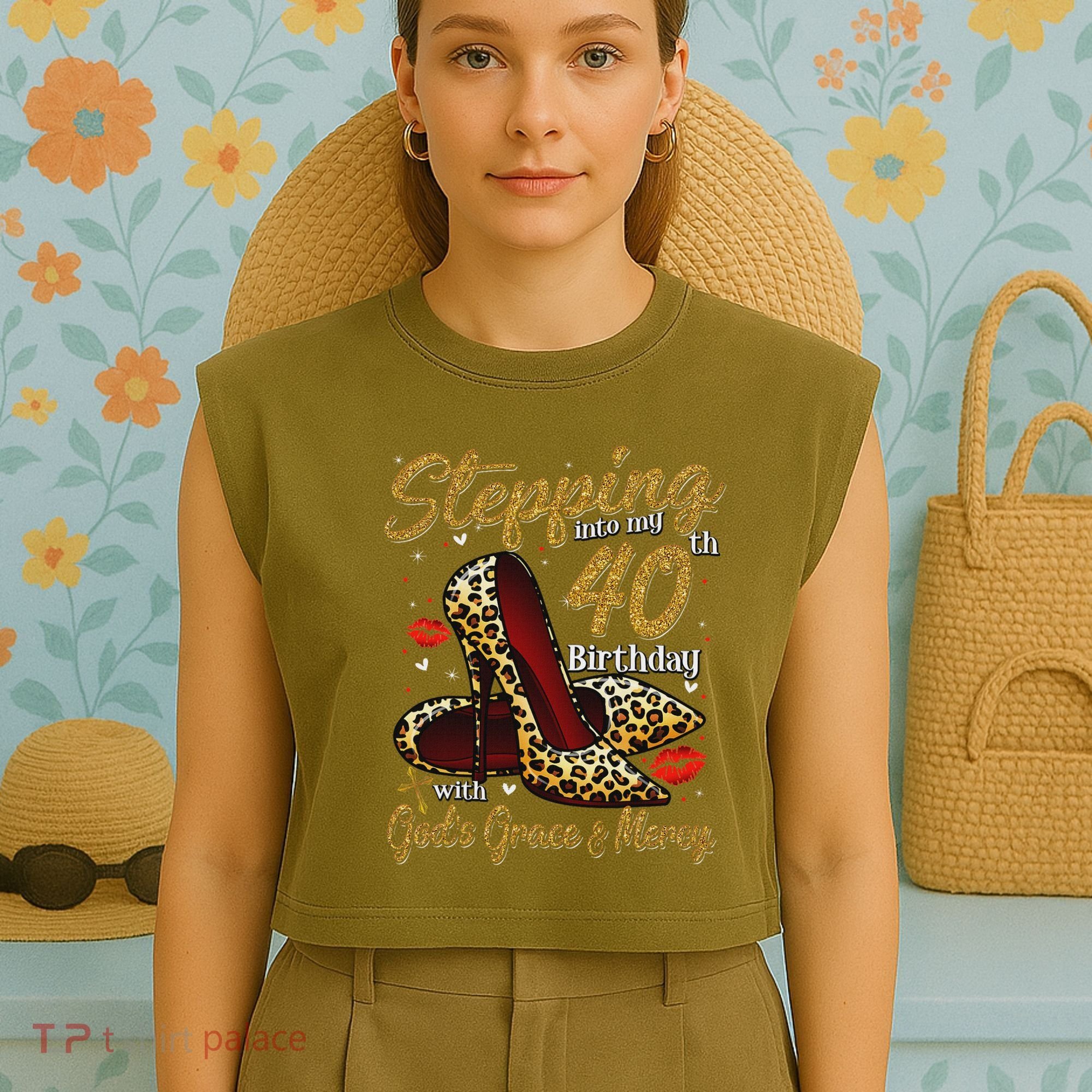 High Heels Stepping Into My 40th Birthday 40 And Fabulous Garment-Dyed Women's Muscle Tee