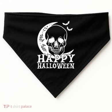 Happy Halloween Skull Moon Spooky USA-Made Doggie Bandana