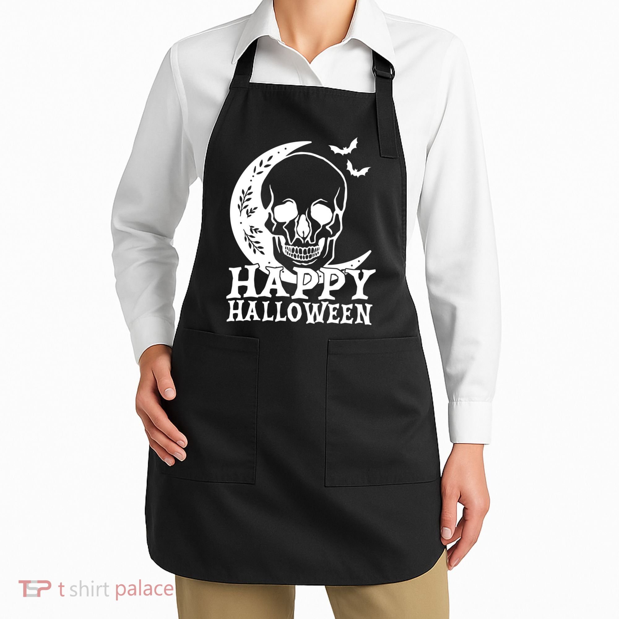 Happy Halloween Skull Moon Spooky Apron