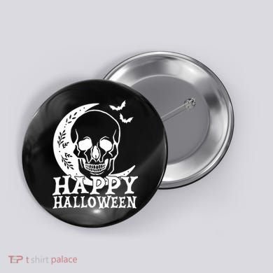 Happy Halloween Skull Moon Spooky Button
