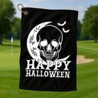 Happy Halloween Skull Moon Spooky Golf Towel thumb 1