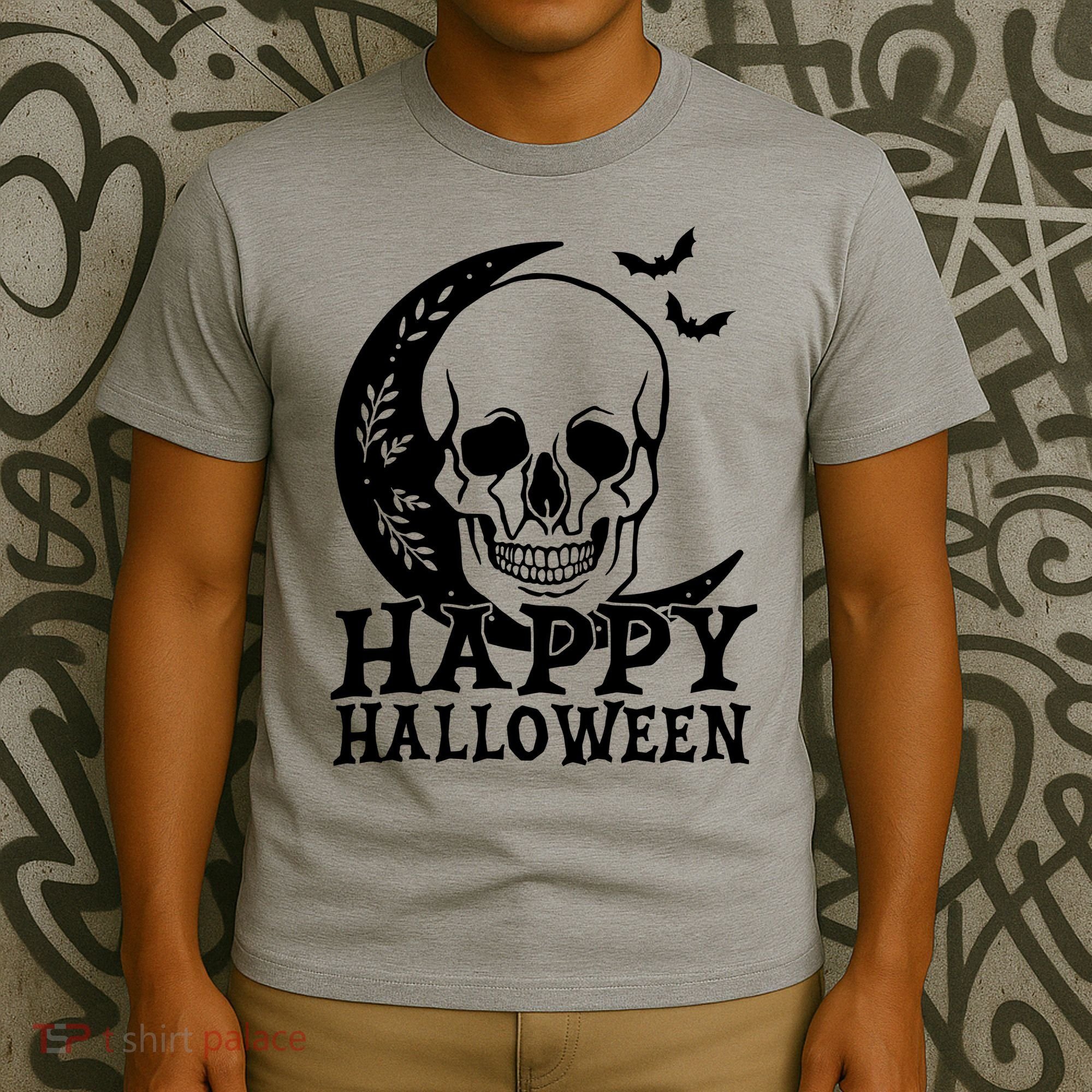 Happy Halloween Skull Moon Spooky T-Shirt