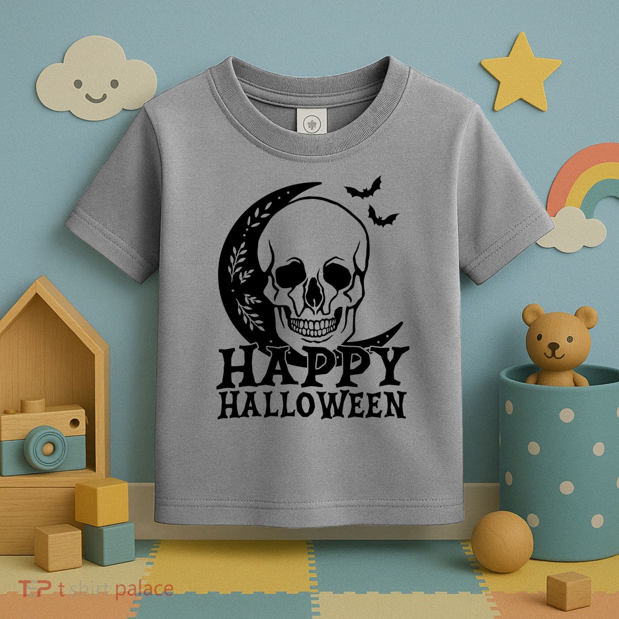 Happy Halloween Skull Moon Spooky Toddler T-Shirt