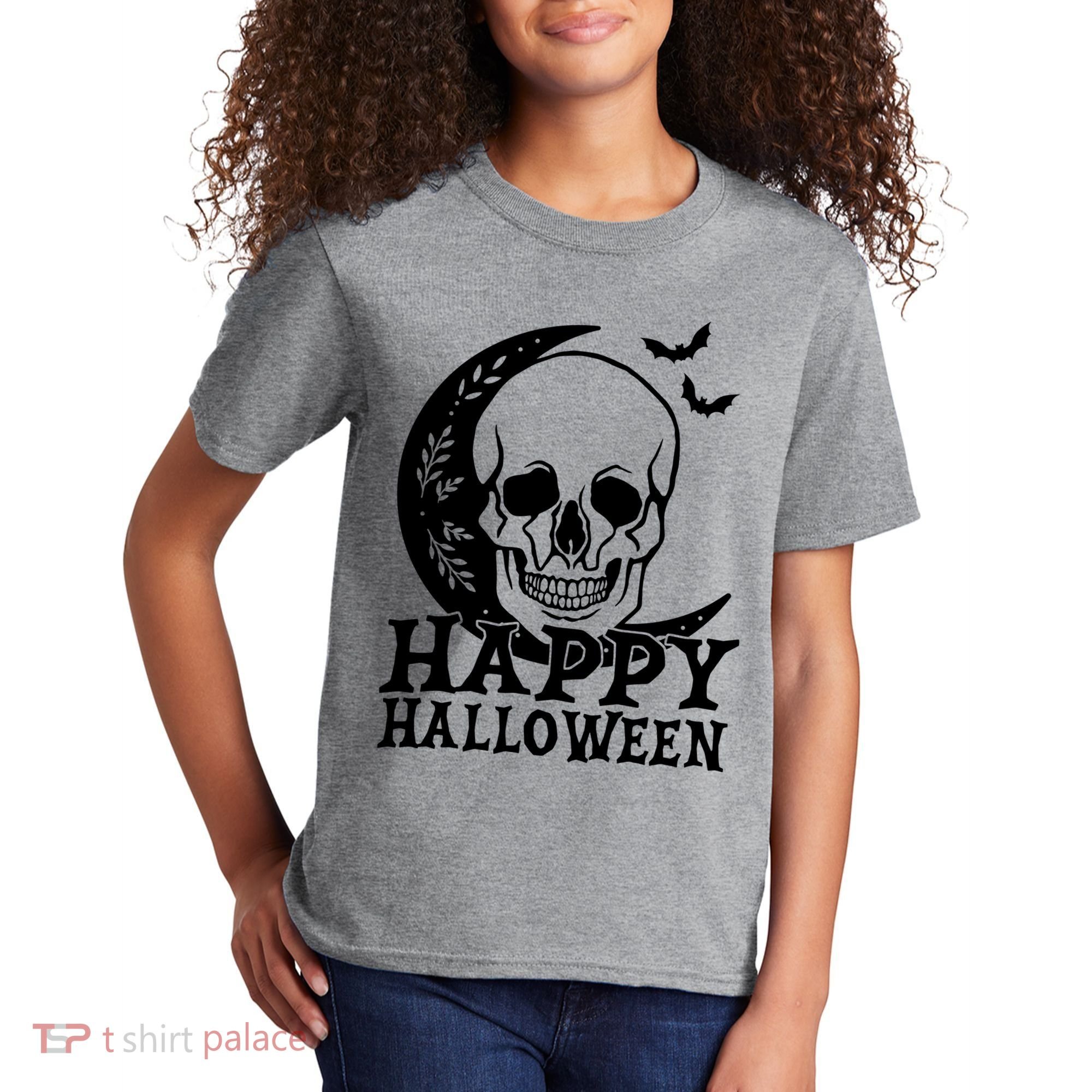 Happy Halloween Skull Moon Spooky Kids T-Shirt