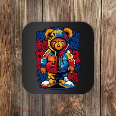 Hip Hop Teddy Bear Rap Music Coaster