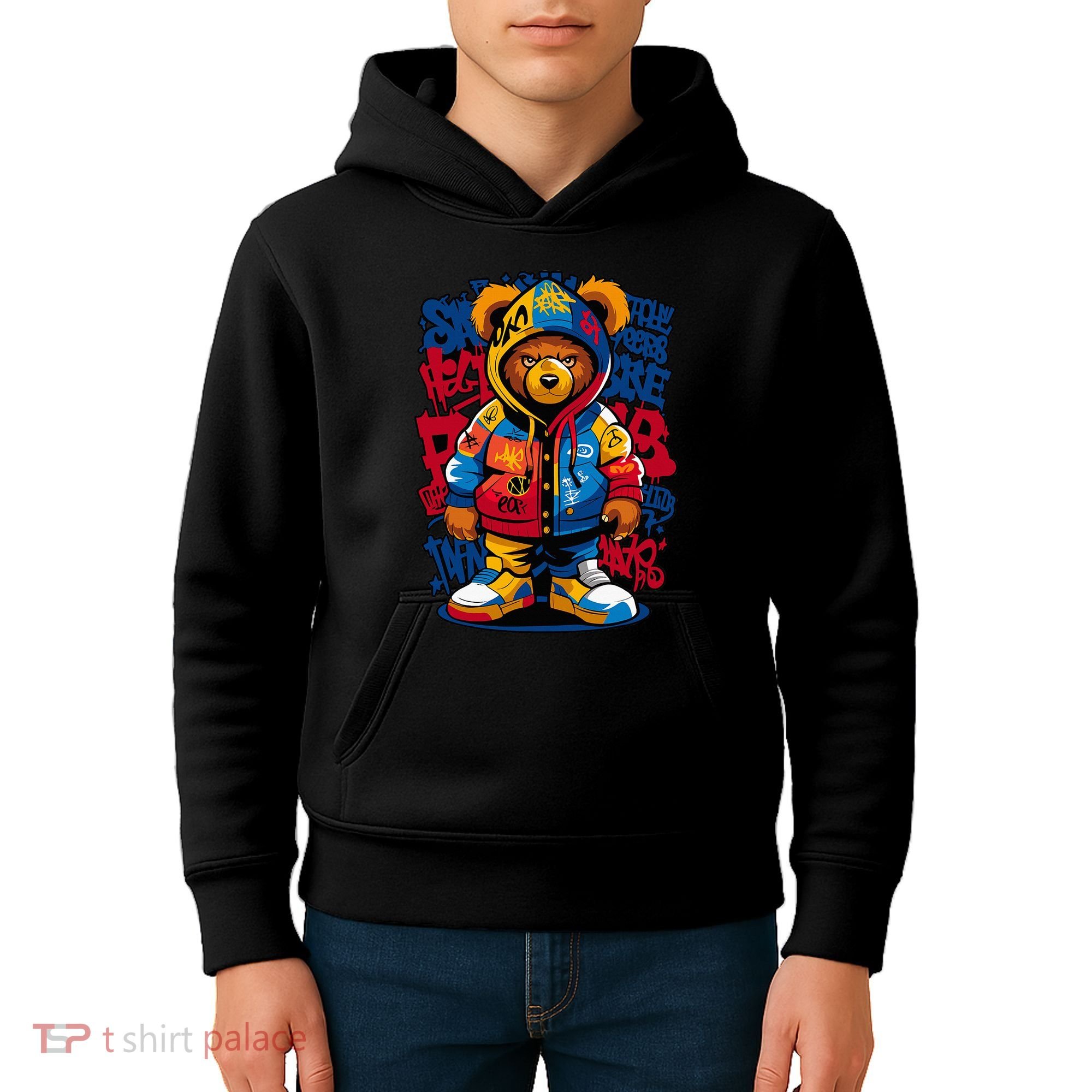 Hip Hop Teddy Bear Rap Music Kids Hoodie
