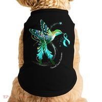 Hummingbird Holding Teal Ribbon Cervical Cancer Awareness Doggie Tank thumb 0