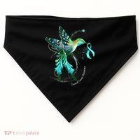 Hummingbird Holding Teal Ribbon Cervical Cancer Awareness USA-Made Doggie Bandana thumb 0