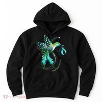 Hummingbird Holding Teal Ribbon Cervical Cancer Awareness Hoodie thumb 0