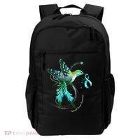 Hummingbird Holding Teal Ribbon Cervical Cancer Awareness Backpack thumb 0