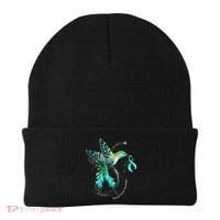 Hummingbird Holding Teal Ribbon Cervical Cancer Awareness Beanie thumb 0