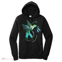 Hummingbird Holding Teal Ribbon Cervical Cancer Awareness Women's Hoodie thumb 0