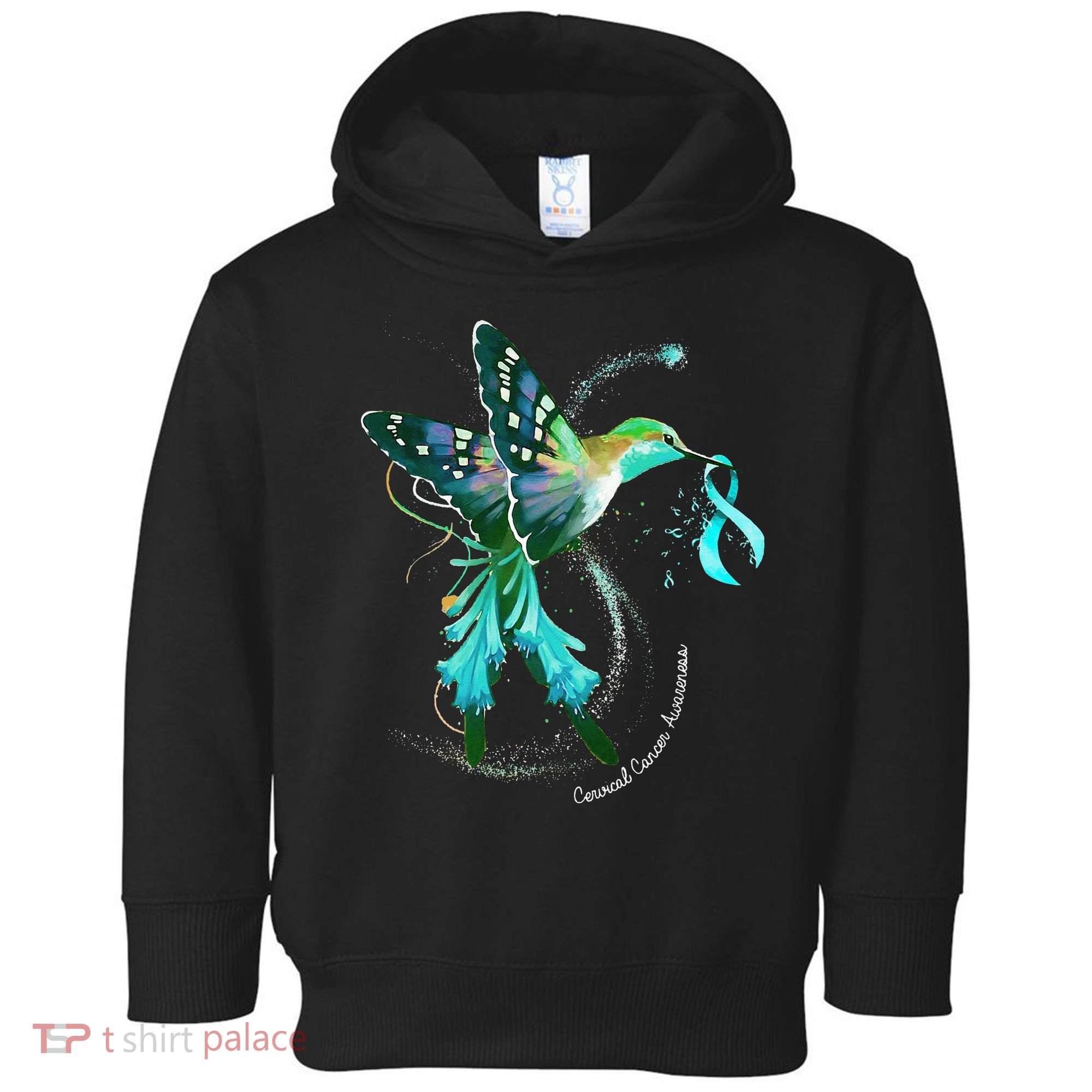 Hummingbird Holding Teal Ribbon Cervical Cancer Awareness Toddler Hoodie