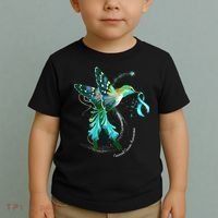 Hummingbird Holding Teal Ribbon Cervical Cancer Awareness Toddler T-Shirt thumb 2
