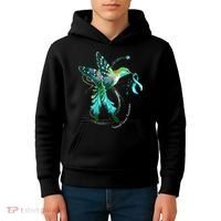 Hummingbird Holding Teal Ribbon Cervical Cancer Awareness Kids Hoodie thumb 4