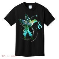 Hummingbird Holding Teal Ribbon Cervical Cancer Awareness Kids T-Shirt thumb 0