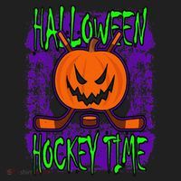 Halloween Hockey Time With Spooky Pumpkin And Hockey Sticks Women's Sweatshirt thumb 2