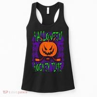 Halloween Hockey Time With Spooky Pumpkin And Hockey Sticks Women's Tank Top thumb 0