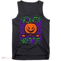 Halloween Hockey Time With Spooky Pumpkin And Hockey Sticks Tank Top thumb 0