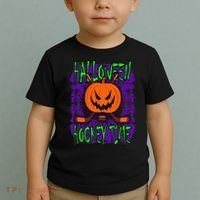 Halloween Hockey Time With Spooky Pumpkin And Hockey Sticks Toddler T-Shirt thumb 2